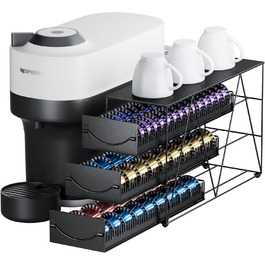 Тримач для капсул кави Nespresso Vertuo та Dolce Gusto на 50 капсул, металевий, чорний