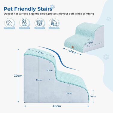 Сходинки для собак маленьких порід, 2 сходинки, 30 см, для дому, антиковзаючі, для котів та літніх тварин, сірі (блакитні)
