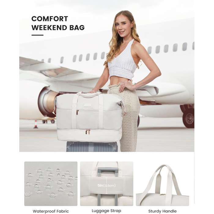 Сумка-трансформер LOVEVOOK для подорожей: велика дорожня сумка-шопер 60L з відділенням для взуття, водонепроникна, 55x42x25см