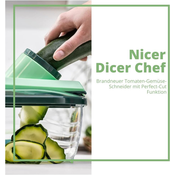 Genius Nicer Dicer Chef Deluxe XXL 37-Piece Set with Glass Bowl Set, Tomato & Vegetable Chopper & 3-in-1 Strainer Bowl - Crushes, Chops Onions, French Fry Cutter, Green