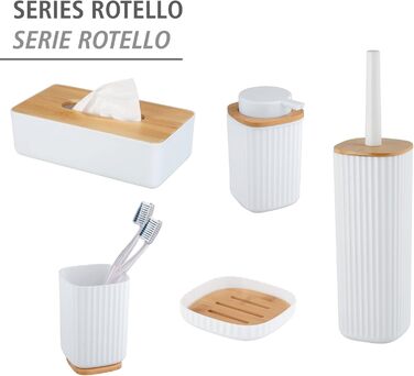 Скляниця для косметичних серветок WENKO Rotello, бамбуковий кришка, 24 x 7,5 x 12,7 см (2 шт.)