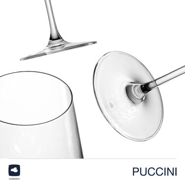 Набір келихів для білого вина LEONARDO HOME PUCCINI, 6 шт, 560 мл, міцне скло, стійкі до подряпин, для посудомийної машини, з серветкою для полірування