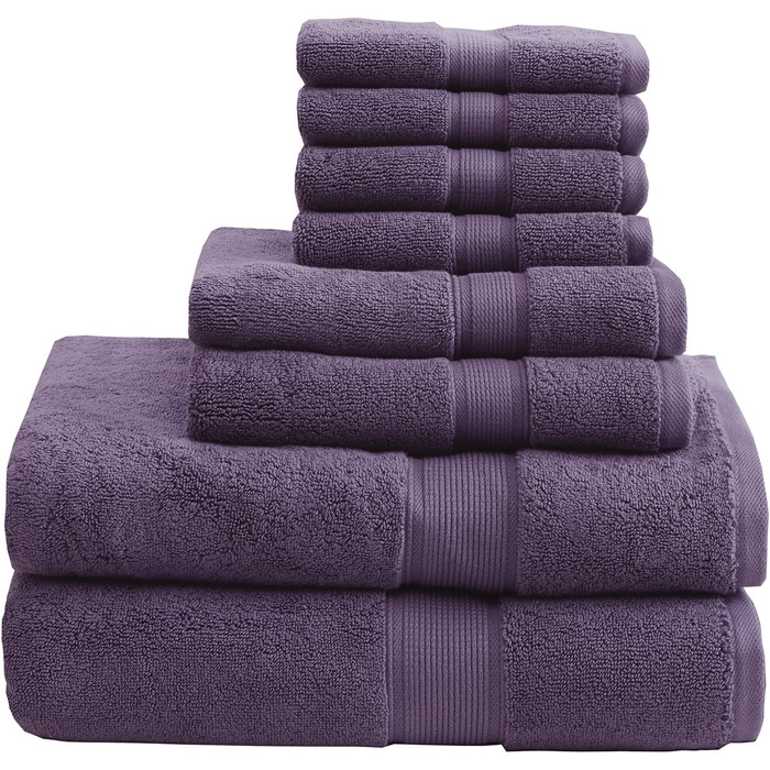 Madison Park Signature Luxury Bath Towels, 800 g/m², 100% Cotton, Oversized Bath Towel Set, 8-Piece, consisting of 2 bath towels, 2 hand towels, and 4 washcloths, Aqua