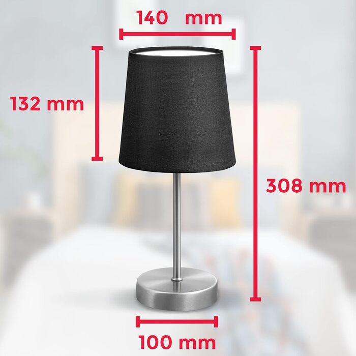 Стійка лампа B.K.Licht Vintage з абажуром з тканини, чорного кольору, 33x20 см | Стійка лампа для дому, офісу, читання