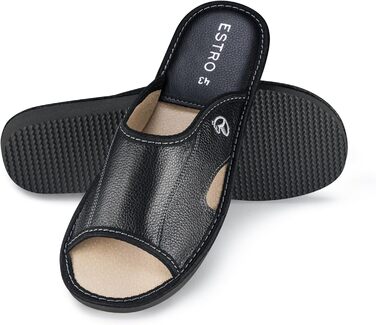 Чоловічі халати-домашні тапочки ESTRO, шкіряні, чорні, 44 EU