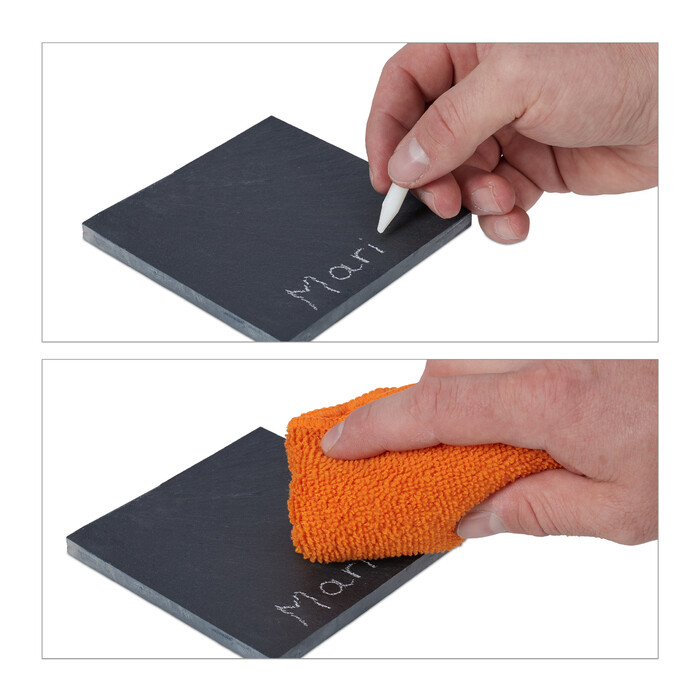 Relaxdays Slate Coasters Набір з 8 штук з коробкою