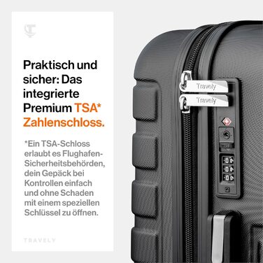 Чемодан ручної поклажі Travely Premium 55x40x20cm - 36L, з TSA замком та м'якими колесами, сумісний з Ryanair, Lufthansa, Eurowings