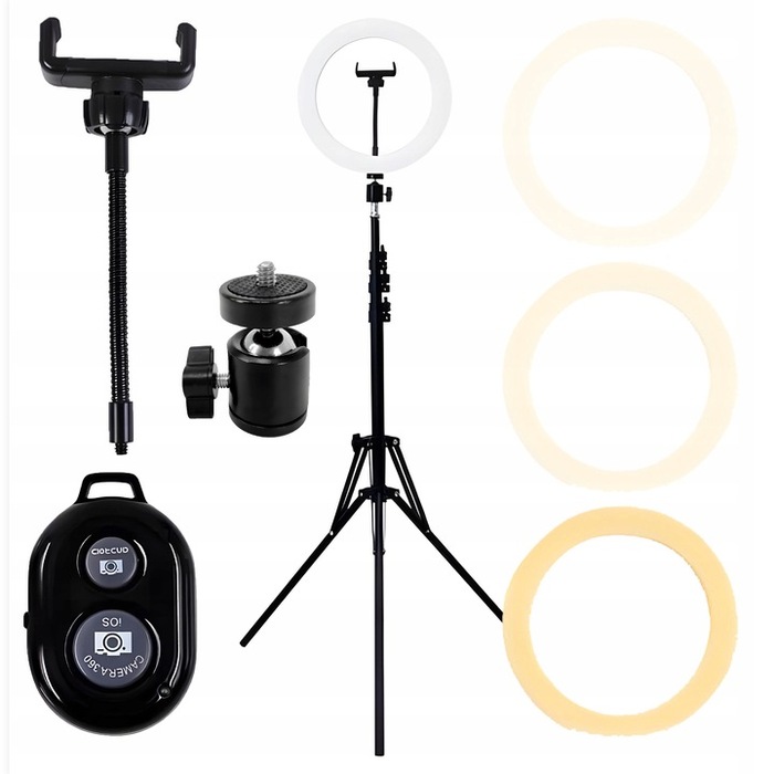 Кільцева LED-лампа для селфі 25 см, 24 Вт, 6500К, штатив 210 см