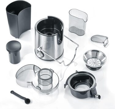 SEVERIN ES 3566: Електрична соковитискачка з нержавіючої сталі, 0.5л, чорний/нержавіюча сталь