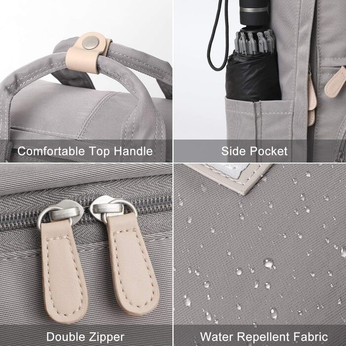 Шкільний рюкзак YAMTION для дівчат-підлітків, 15.6 дюймів, з відділенням для ноутбука та USB-портом, для школи, університету, подорожей, роботи, офісу, бежевий