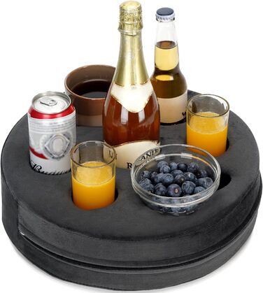 Couch Drink Holder, Sofa Drink Holder, Removable and Washable Velvet Cup Cozy Pillow Cushion Lap Tray with Coffee Cup Holder for Home, Car, Bathroom, Park, Travel, Indoor, Outdoor – Grey