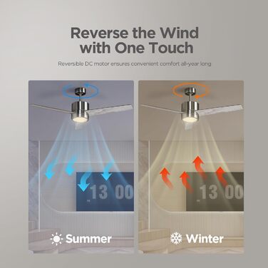 Стеляний вентилятор з підсвіткою для спальні: 132 см, тихий вентилятор з дистанційним керуванням, ідеально підходить для вітальні, горіх, 6 швидкостей та триколірне регулювання яскравості – 220-240V (3 - Сірий)