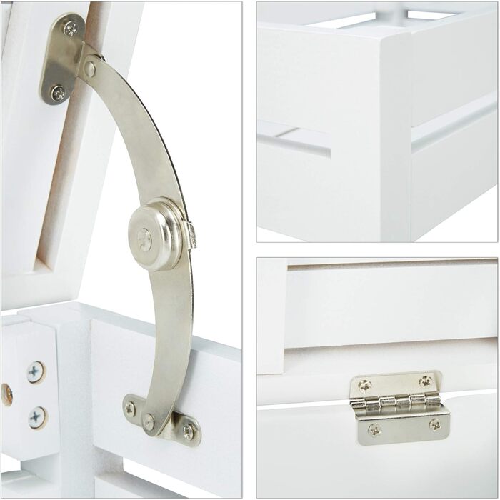 Relaxdays Bamboo Shelf, Standing Shelf with 3 Shelves, HxWxD: 76.5 x 46 x 29.5 cm, Compartment with Flap, Open, Kitchen & Bathroom, (White)