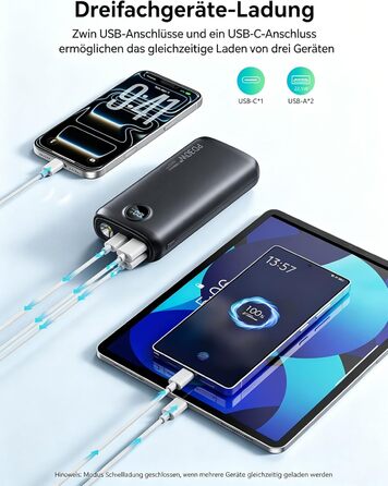 Power Bank 27000mAh 30W PD3.0 QC4.0 рожевий – Зовнішній акумулятор для iPhone, Samsung, iPad
