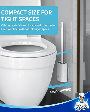 Набір щітки для унітазу та тримача MR.SlGA, настінний монтаж, компактний дизайн, білий, 2 шт.