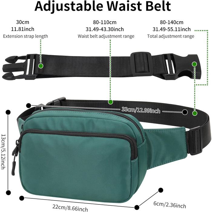 Поясна сумка на пояс, на стегно, унісекс, зелена. Сумка через плече, для телефону, на прогулянку, подорожі, собак, чоловіча та жіноча