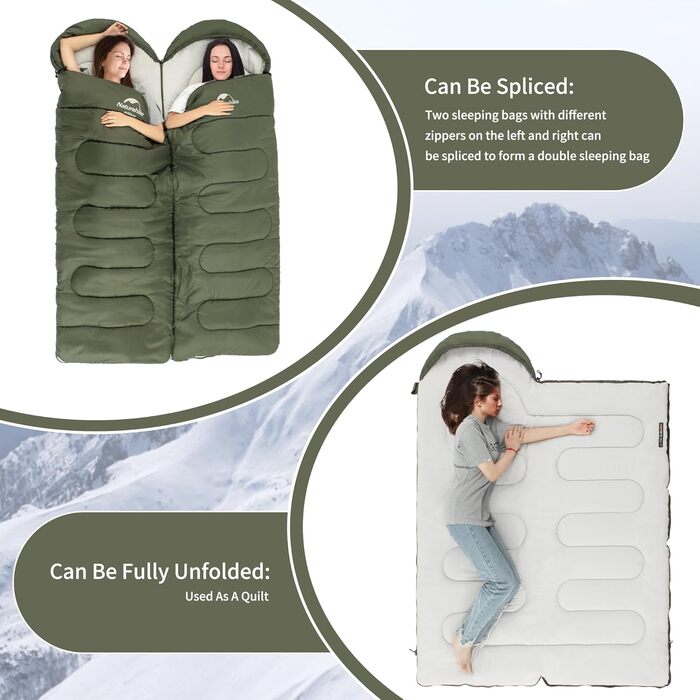 Naturehike 3-Season Quilt Sleeping Bag - Lightweight Waterproof Sleeping Bag for Adults - 220 x 85 cm Connectable Sleeping Bag