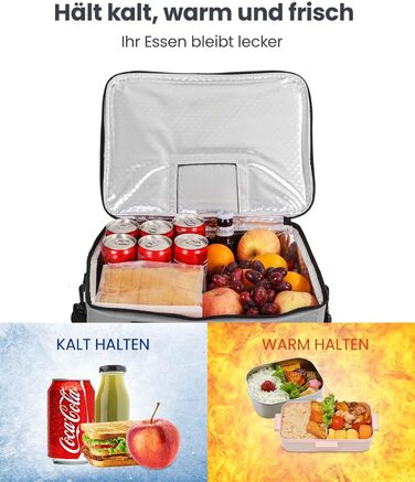 Kollea Cooler Bag - 30L Picnic Bag - Insulated Bag - Lunch Bag Keeps hot and cold, Leak-proof, With carrying straps, Multiple pockets - Ideal for travel, camping, grilling, food transport