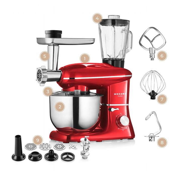 Кухонний комбайн Mozano Kitchen Assistent, 3200 Вт, червоний