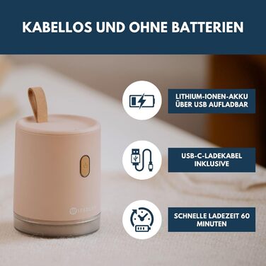 Електричний видалення ворсу з одягу - компактний та портативний пристрій для видалення ворсу з тканини, USB-зарядка, подвійний захист, рожевий (Kyoto-rosa)