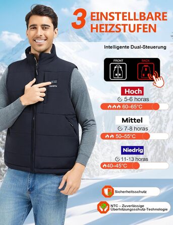 Обогреваемая жилетка для мужчин с PowerBank 20000mAh, 7.4V, флісова підкладка, 3 режими, для повсякденного використання, чорний