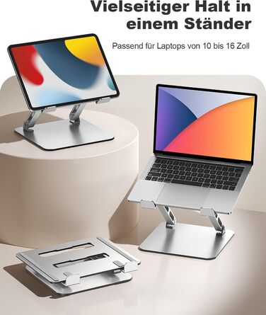 Підставка для ноутбука Babacom з охолодженням, регульована по висоті, ергономічна, складна, для MacBook Air/Pro (10-16 дюймів)