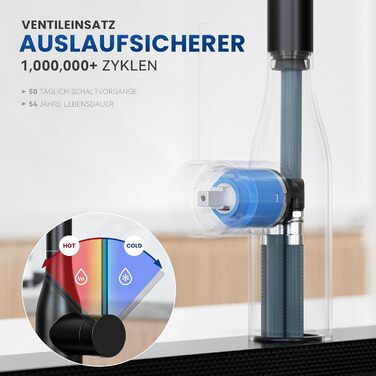 Кухонний змішувач CECIPA висувний, чорний, 360° поворот, міцний, без витоків, легка установка, з витяжною насадкою, матовий чорний