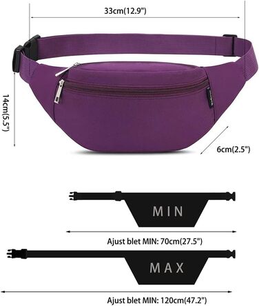 Гірчиця для жінок та чоловіків на пояс, сумочка на стегно, Doggy Bag, сумка для активного відпочинку, спортивна сумка для телефону, сумка через плече, кемпінг, фітнес, велосипед, гаманець, мішечок (фіолетовий)