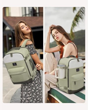 LOVEVOOK Рюкзак ручної поклажі для жінок, великий дорожній рюкзак, 45L, рюкзак-валіза ручної поклажі, рюкзак для ноутбука 17,3 дюйма, рюкзак для подорожей, вихідних, ділових поїздок, ручна поклажа (1-бежевий, 40x30x20 см)