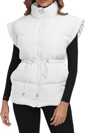 Жіночий великий пуховик ELLEVEN з капюшоном, стьобаний, на блискавці, з кишенями (XL, білий/розкішний сад)