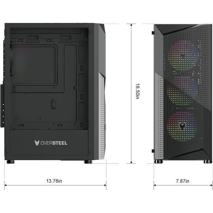 Корпус для ПК Oversteel Kyanite, білий, з вентилятором A-RGB 120мм, сітчаста передня панель, фільтри пилу, загартоване скло, USB 3.0, сумісний з ATX/Micro ATX/ITX