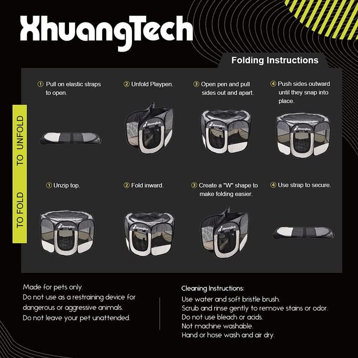 Клітка-манеж для тварин XhuangTech: собаки, коти, цуценята, 80x80x58,4 см, м'який матеріал, портативна, складана, для дому та вулиці, сірий та бежевий