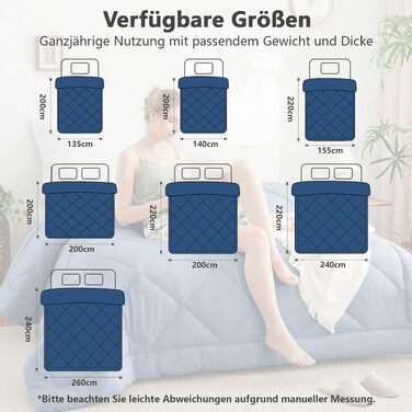 Всесезонна ковдра CozyLux 200x200 см для 4 сезонів, сіро-блакитна