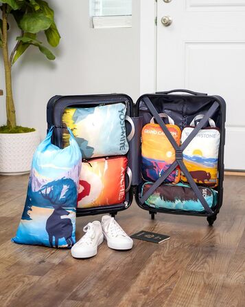 Набір кубиків для пакування TRIPPED Travel Gear: 6 шт., білий/зелений, для подорожей, з подвійним замком-блискавкою