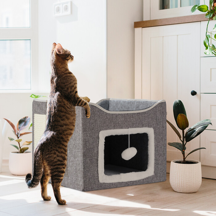Relaxdays Foldable Cat Cave in Grey