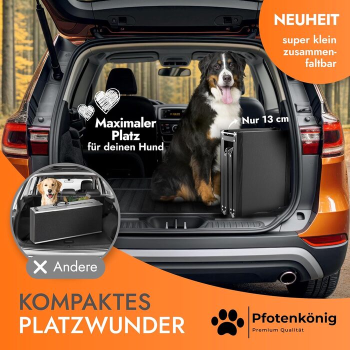 Рампа для собак до 90 кг - PLATZWUNDER - стабільна, преміум-якість, складна, антиковзка, з легкого алюмінію, підходить для всіх автомобілів