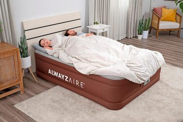 Повітряний матрац двопомісний Bestway AlwayzAire Fortech Comfort Choice+ з насосом, 203 x 152 x 51 см, навантаження 350 кг, USB-порти, нічник, сумка та ремкомплект