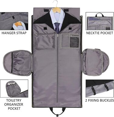 Garment Bag Suit Cover for Men Women, Suit Travel Bag, Clothes Bags Shoe Bag - 2 in 1 Hanging Suitcase Garment Travel Bags, High-Quality Garment Bag for Suit and Dress (A-coffee)
