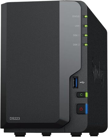 Synology DS223 - 2-Bay NAS сервер, 8TB, Чорний