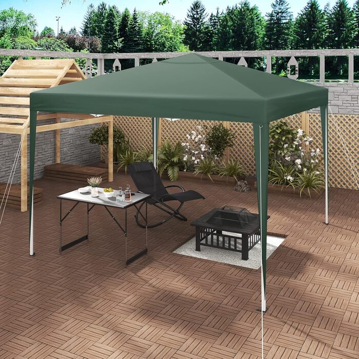 WOLTU Pop-Up Pavilion Waterproof Folding Pavilion Sun Shade Event Pavilion Garden Pavilion for Terrace Camping Festival Pagoda Tent with Oxford Fabric and Metal Frame 3 x 3 m PVL0002be (Green)