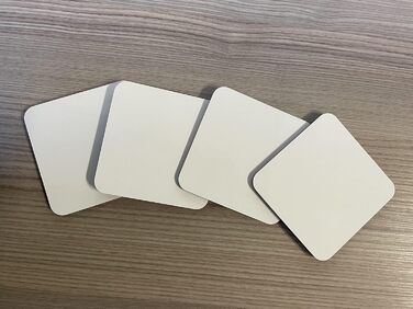 MDF coasters, blank, cork bottom, 9 x 9 cm, white, blank, square, piece (200)