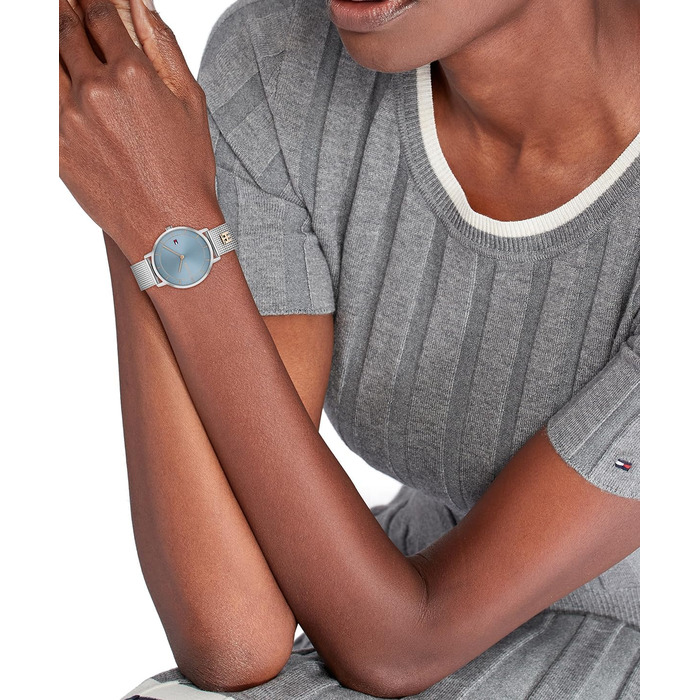 Годинник Tommy Hilfiger для жінок з металевим браслетом Mesh - кварцовий, сталь, срібло, золото, рожеве золото, темно-синій