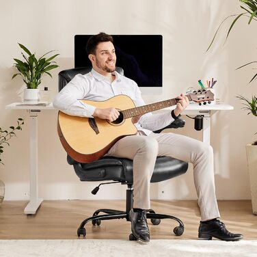 Крісло шеф-кухаря Sweetcrispy з PU шкіри, ергономічне офісне крісло, крісло для комп'ютера з регульованими підлокітниками, геймінгове крісло для роботи та відпочинку (Чорне)