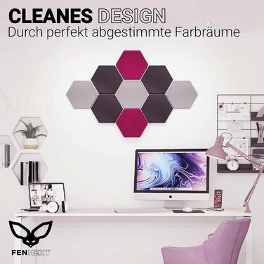 Акустичні панелі-поглиначі шуму гексагональні, 3D панелі для стін Green Shades / Magnolia Shades, набір 8 шт, виробництво ЄС