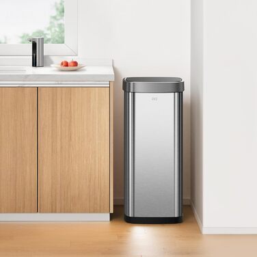 Сміттєвий бак EKO EcoSmart 80л з сенсором, нержавіюча сталь, електричний, для кухні та дому, з кришкою Soft-Close, анти-відбитки, кутовий