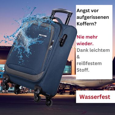 Чемодан NOWI Korfu Weichschaen Troey - середній м'який, 50 літрів, 4 колеса та відділення для взуття | Чемодан для подорожей для жінок та чоловіків (NOWI, синій)