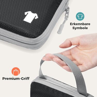 Органайзери для валізи - набір 8 шт. (Compression Packing Cubes), вологостійкий, для подорожей, чорний