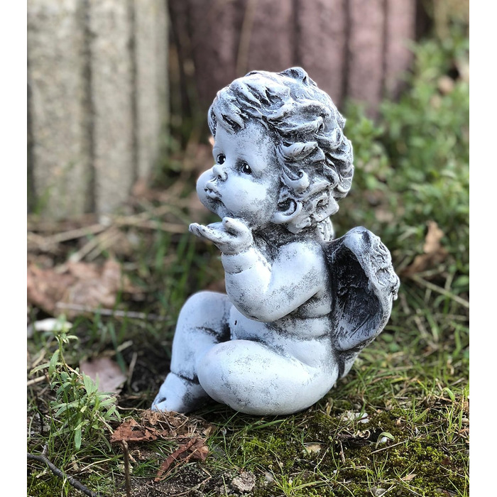 stoneandstyle Steinfigur Angel, little angel figurine, solid stone casting, frost and weather resistant up to -30°C
