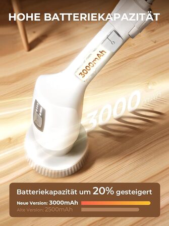 Електрична щітка для прибирання 9 в 1 з набором насадок, 70 хв зарядки, для ванної, плитки, авто, біла