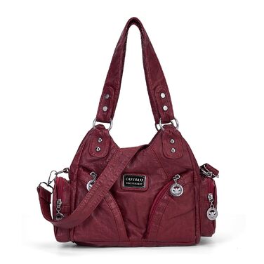 Сумка жіноча TIAASTAP Klein City Bag вінтажна червона шкіряна через плече Hobo Bag з багатьма відділеннями